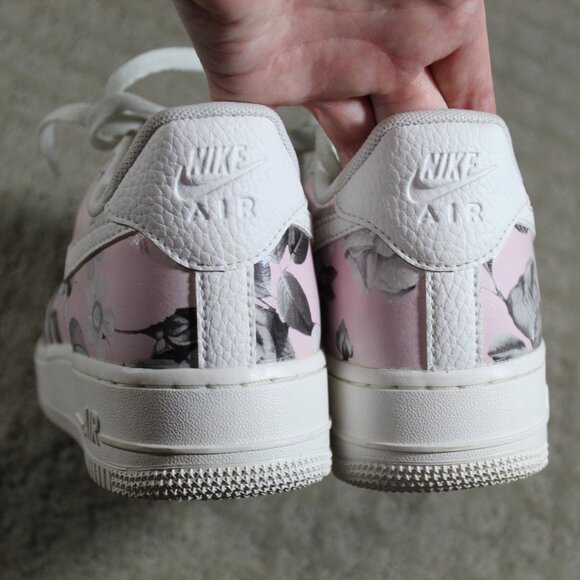 Nike Air Force 1 Floral Rose Pink Size 8 Bruce Kilgore Designed Leather Sneakers - Picture 4 of 7